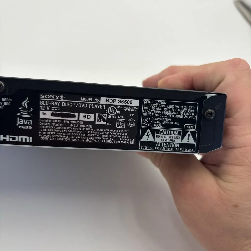 Sony BDP-S6500 4K Upscaling 3D Blu-ray DVD Player WiFi Tested Working NO REMOTE